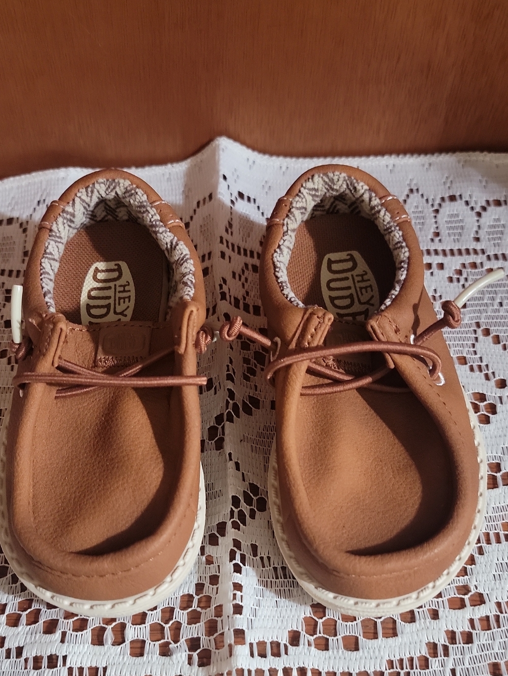 Hey Dude Kids Brown Tan Moccasin Slip-On Shoes